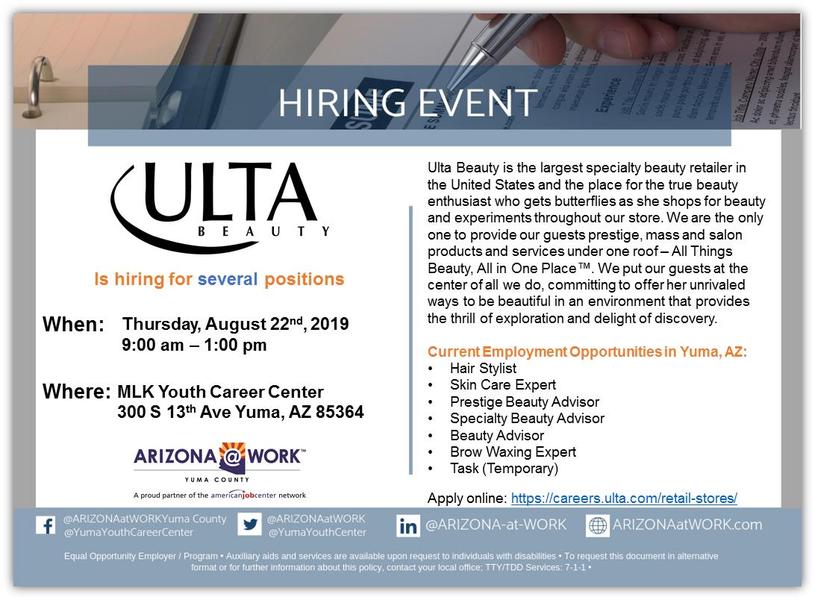 Events August 19, 2019 Yuma Jobs and Events HACY Housing